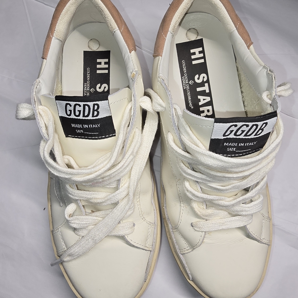 Golden Goose High Star Low Top Off White Leather Briwn Heel Pad. Size EU 38 US 8 - Picture 10 of 13